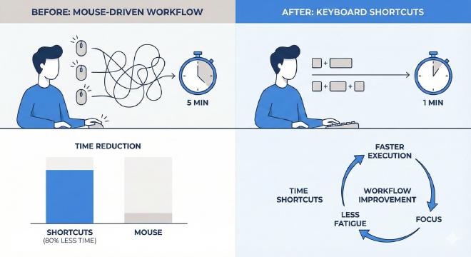 快捷键效率提升对比