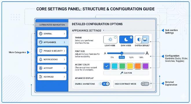 核心设置区域详解